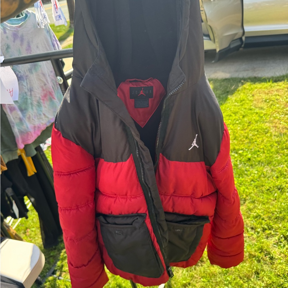 Jordan Red and Black Kids Puffer Jacket